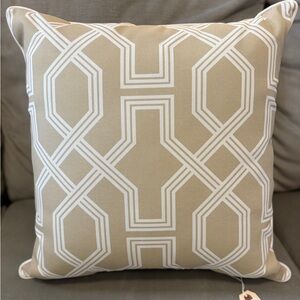 Frontgate Geometric Tan and White Throw Pillow - 20 inches - NWT
